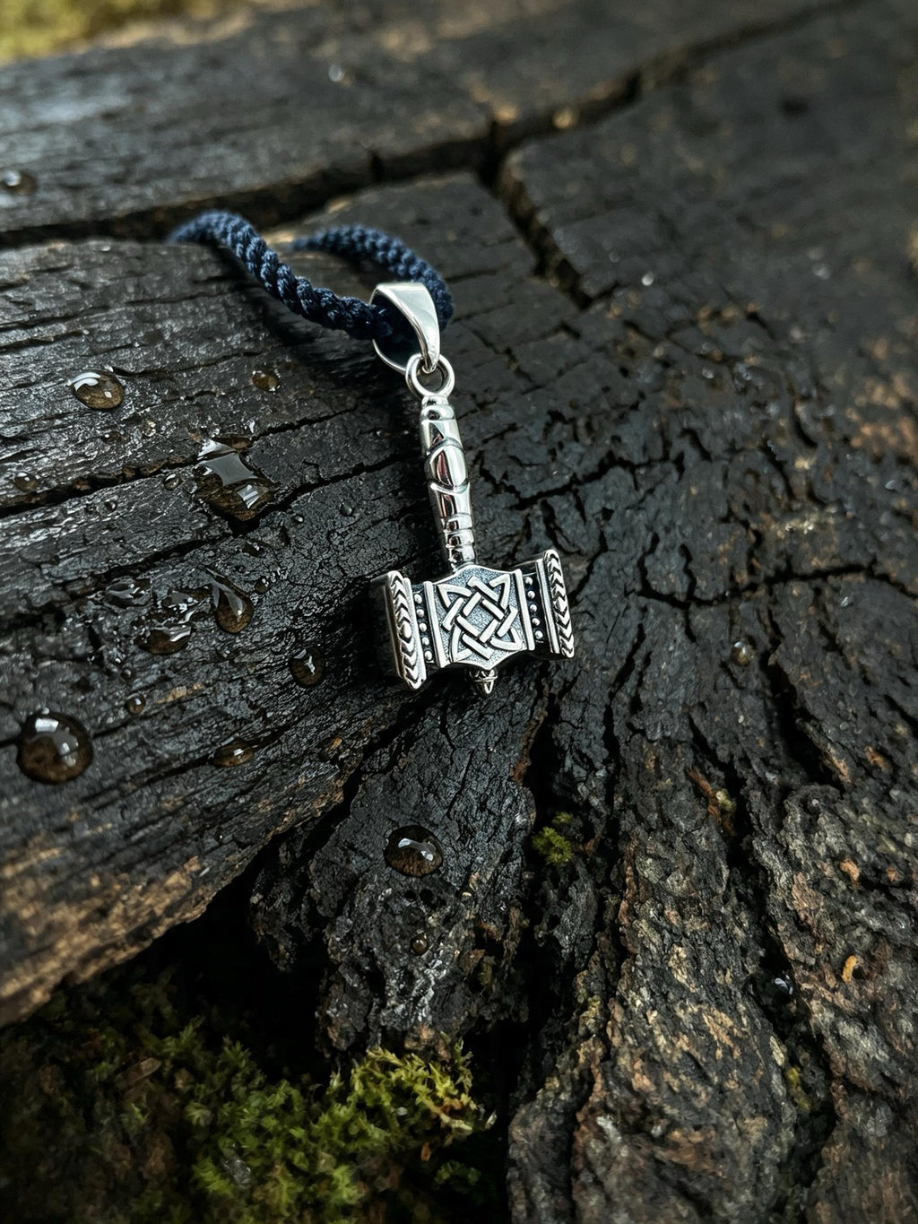 Svarog's Hammer with Star of Rus (Design II), Sterling Silver 925 — Slavic Pendant