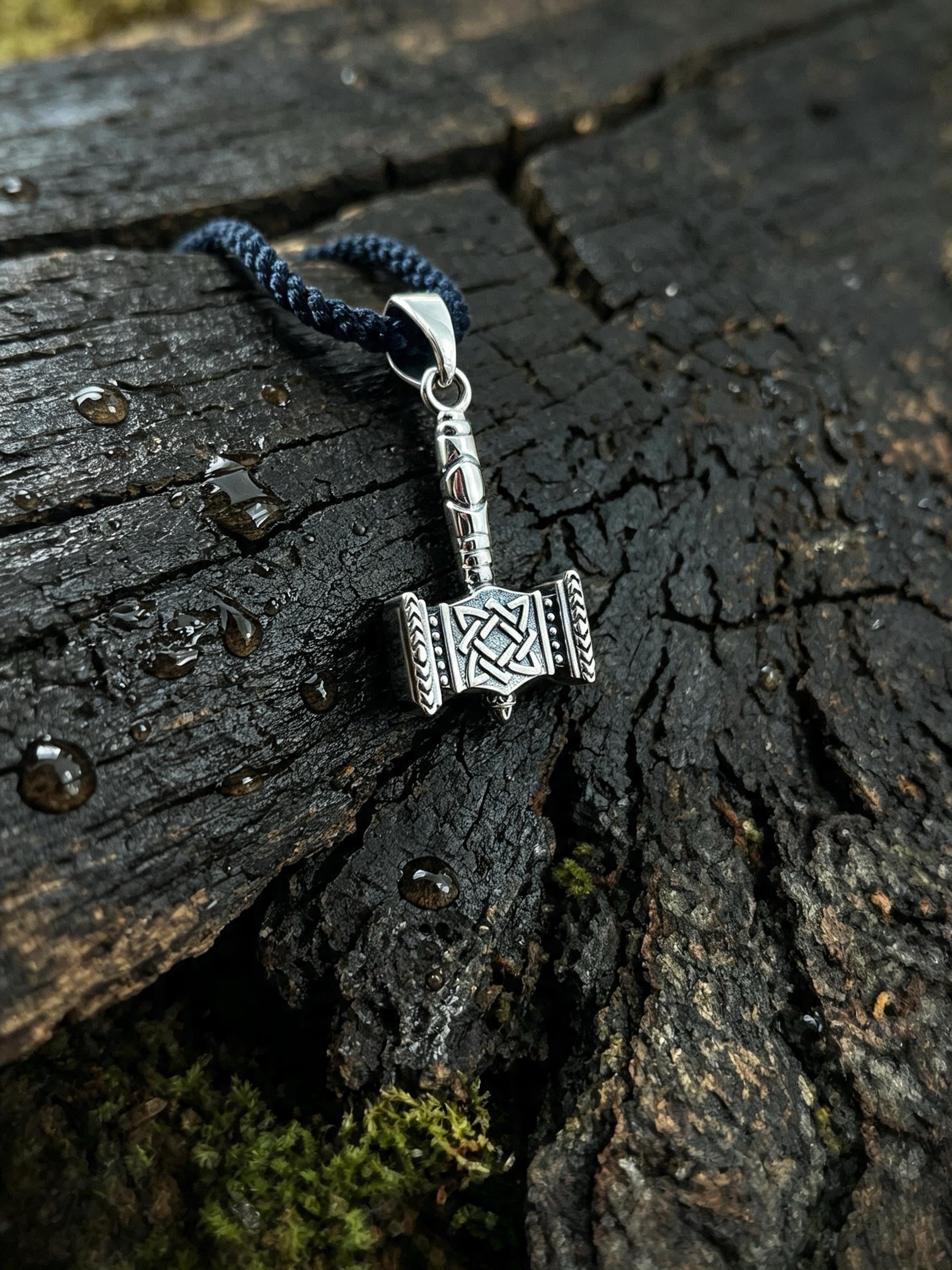 Svarog's Hammer with Star of Rus (Design II), Sterling Silver 925 — Slavic Pendant