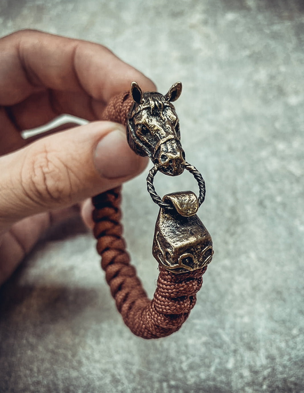 Horse Bracelet, Paracord and Bronze