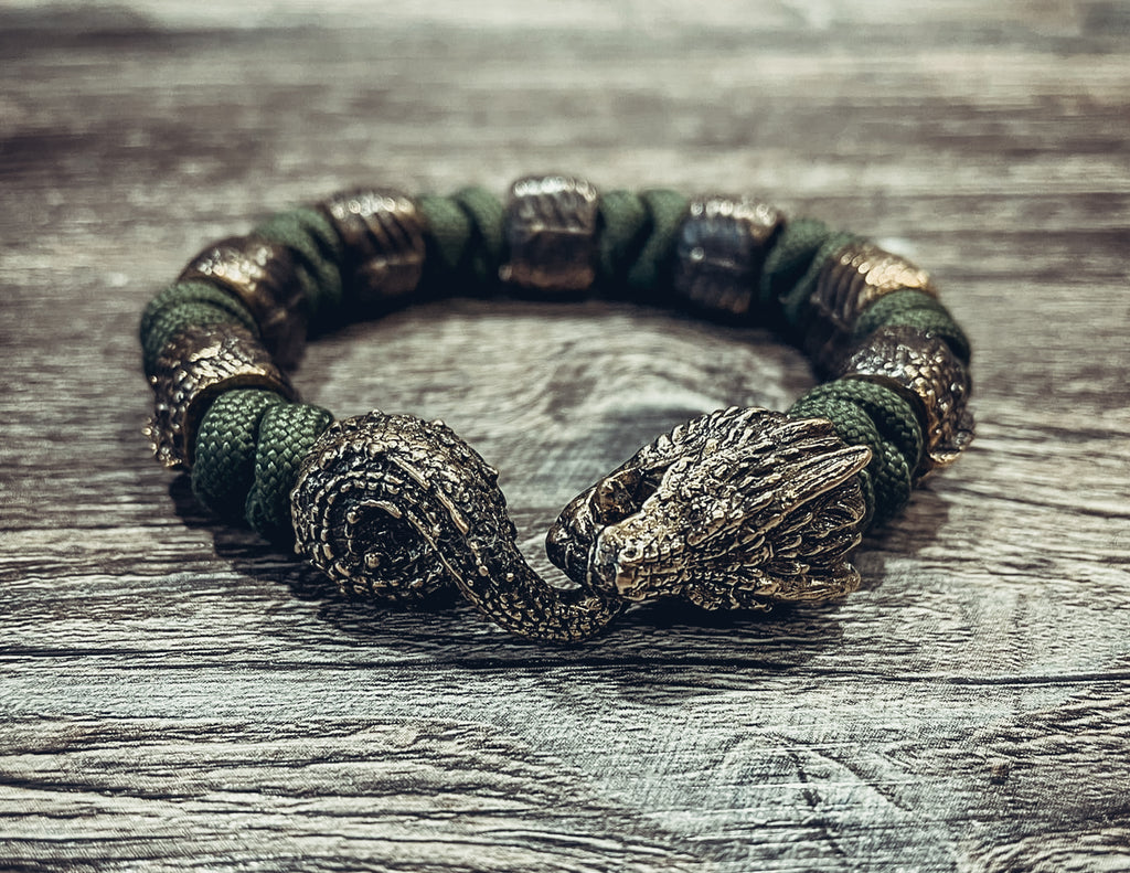 Jormungandr with Scale Beads Bracelet, Paracord and Bronze