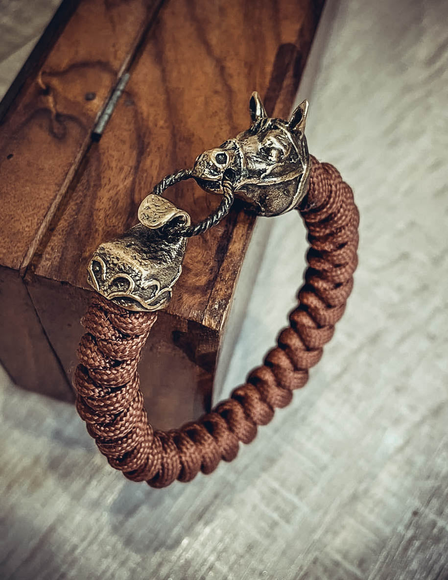Horse Bracelet, Paracord and Bronze