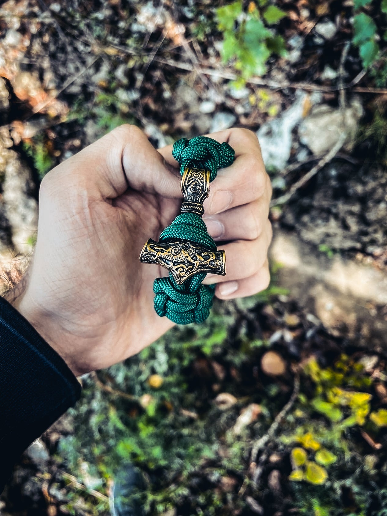 Thor's Hammer Mjolnir Bracelet, Paracord and Bronze