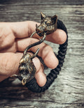 Rhino and Boar Bracelet, Paracord and Bronze