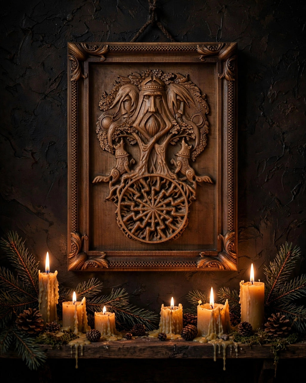 Tree of Ancestors Wooden Wall Panel — Hand-Carved Wood Art