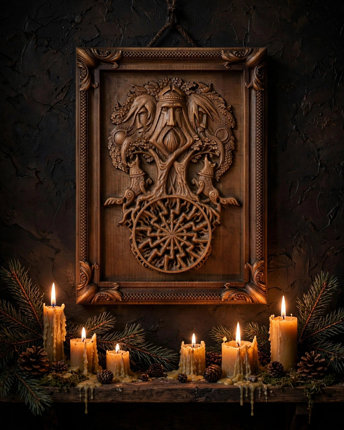 Tree of Ancestors Wooden Wall Panel — Hand-Carved Wood Art
