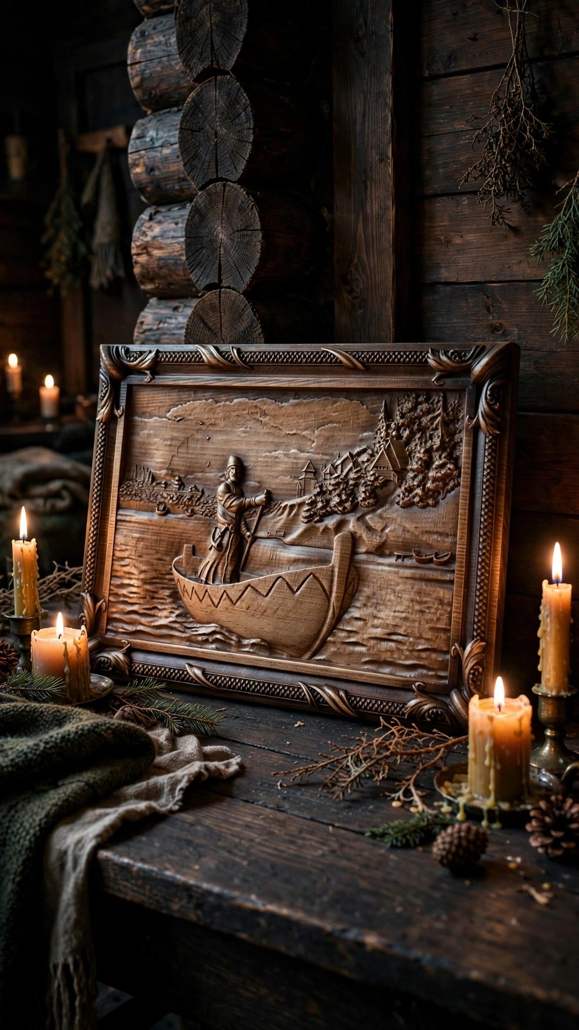 Rus Wooden Wall Panel — Hand-Carved Wood Art