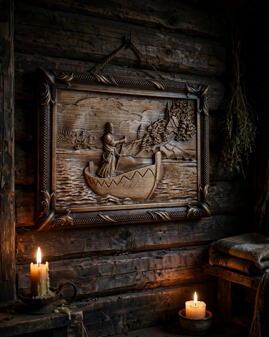 Rus Wooden Wall Panel — Hand-Carved Wood Art