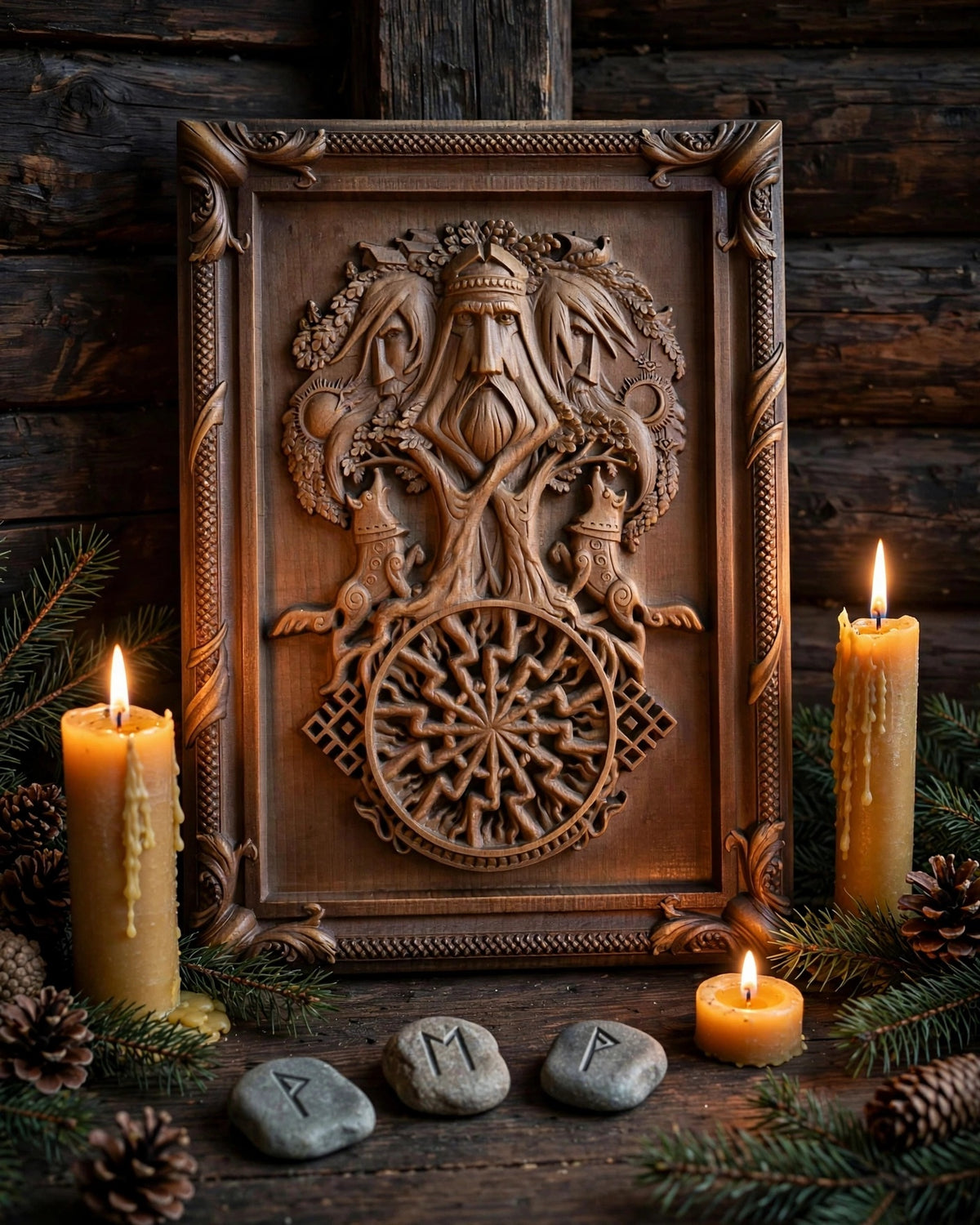 Tree of Ancestors Wooden Wall Panel — Hand-Carved Wood Art