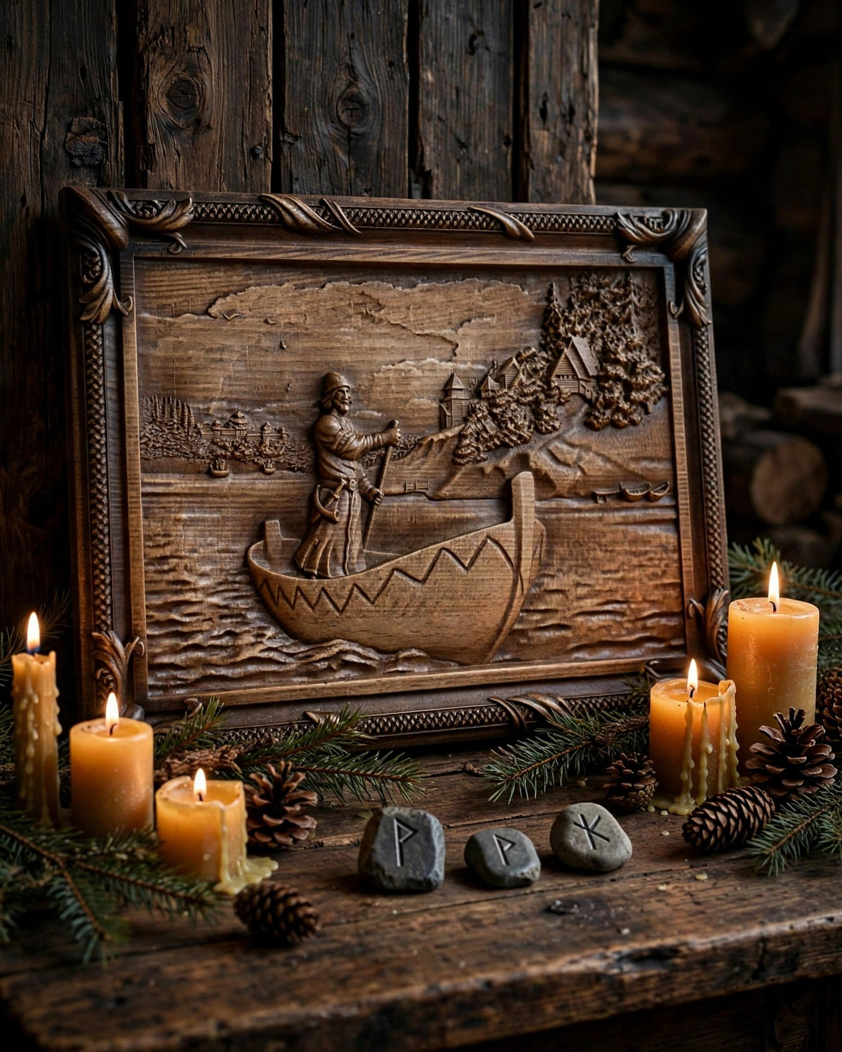 Rus Wooden Wall Panel — Hand-Carved Wood Art