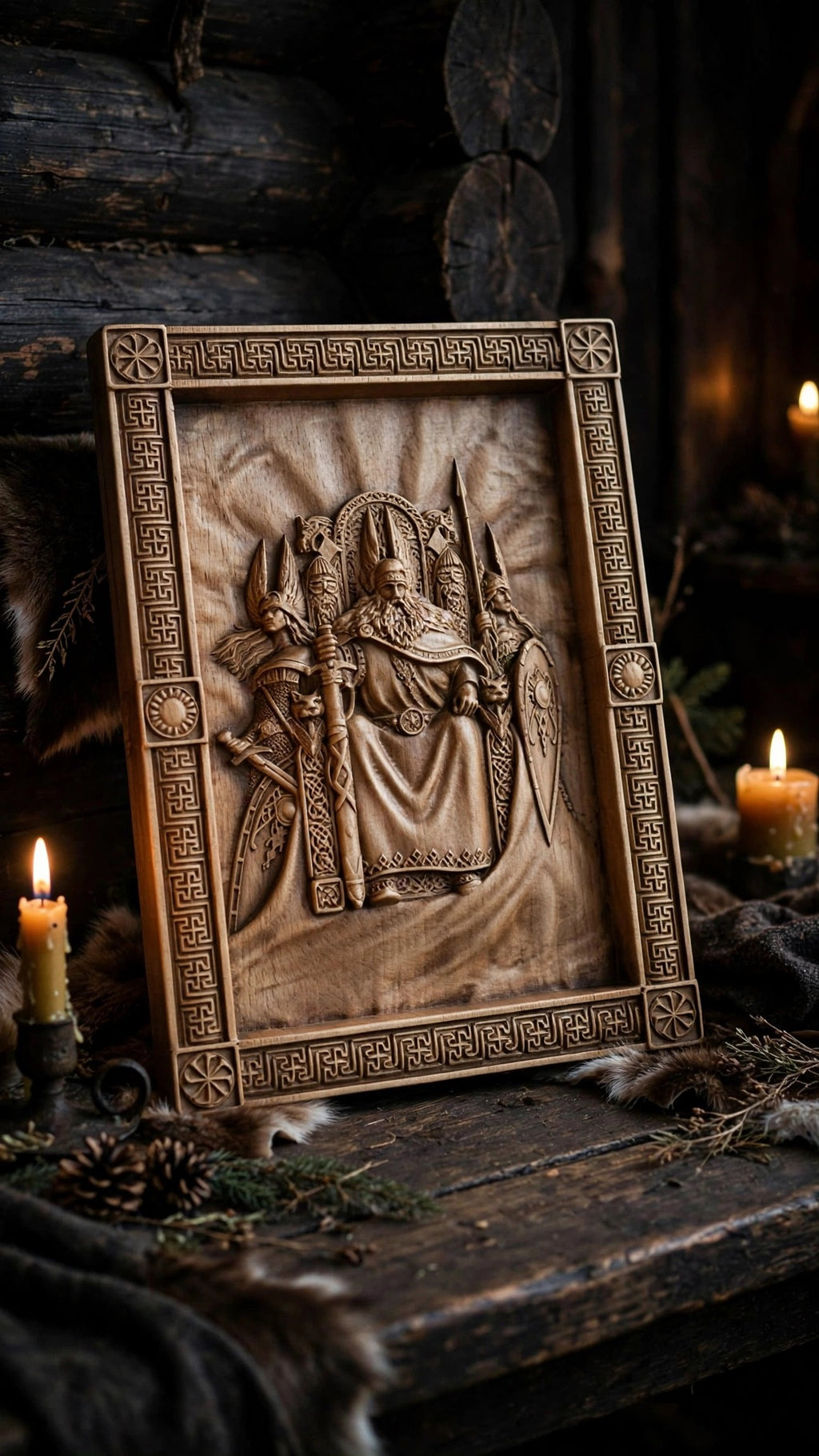 God Rod Wooden Wall Panel — Hand-Carved Wood Art