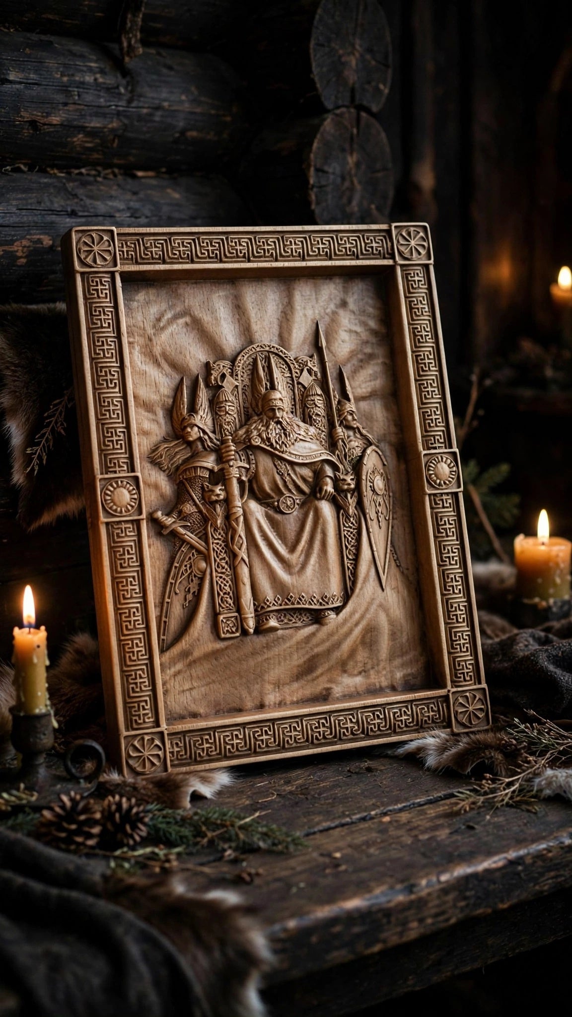 God Rod Wooden Wall Panel — Hand-Carved Wood Art