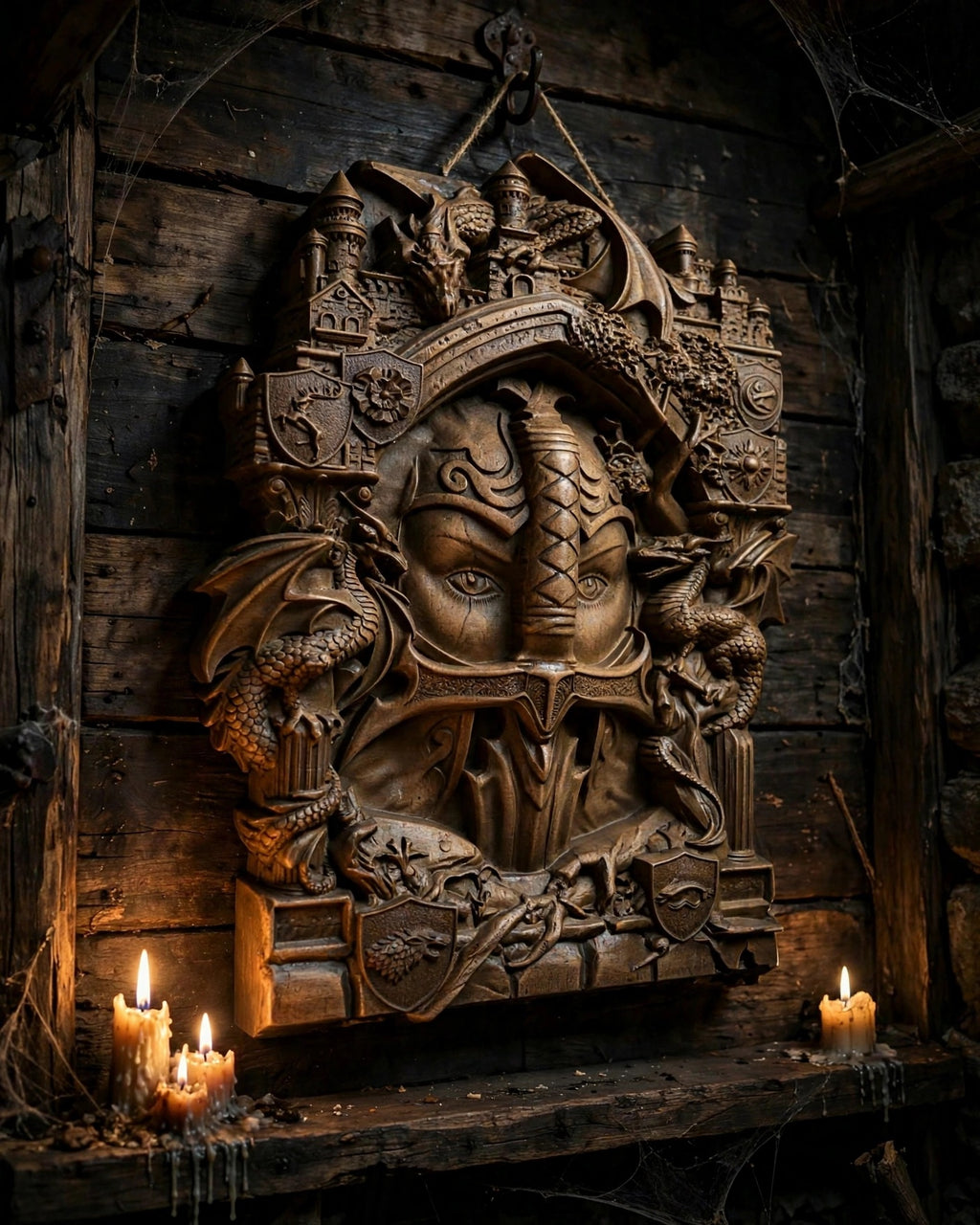 The Keepers (Guardians) Wooden Wall Panel — Hand-Carved Wood Art