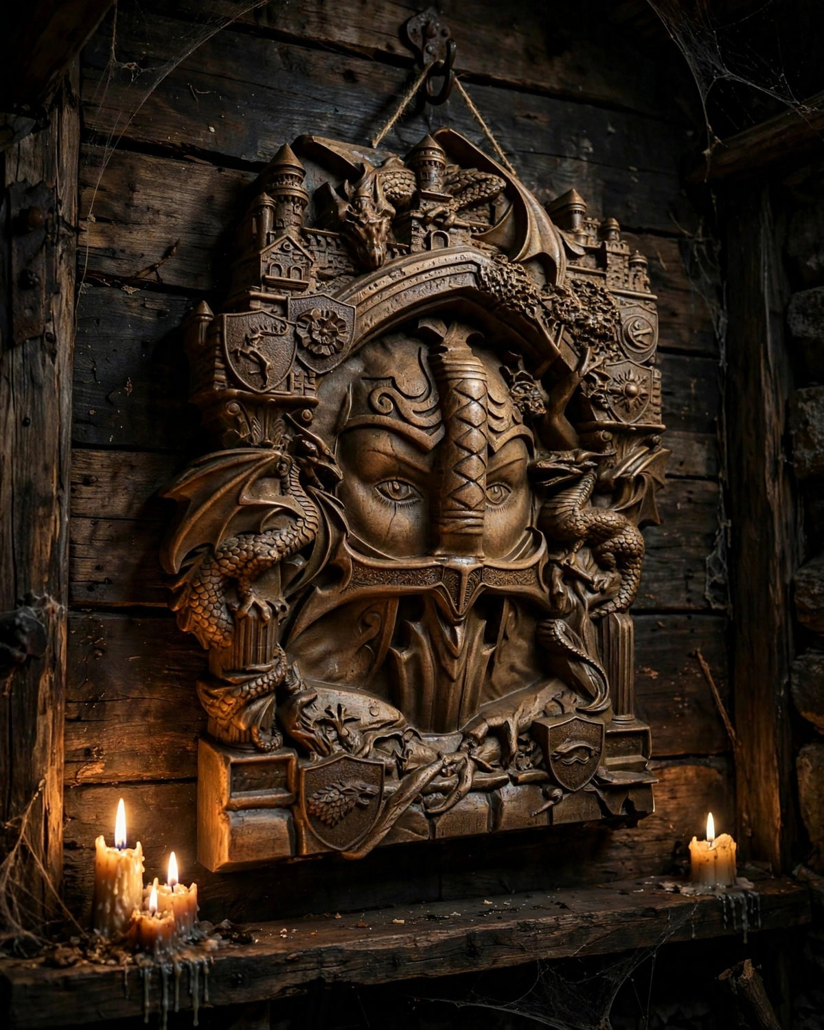 The Keepers (Guardians) Wooden Wall Panel — Hand-Carved Wood Art