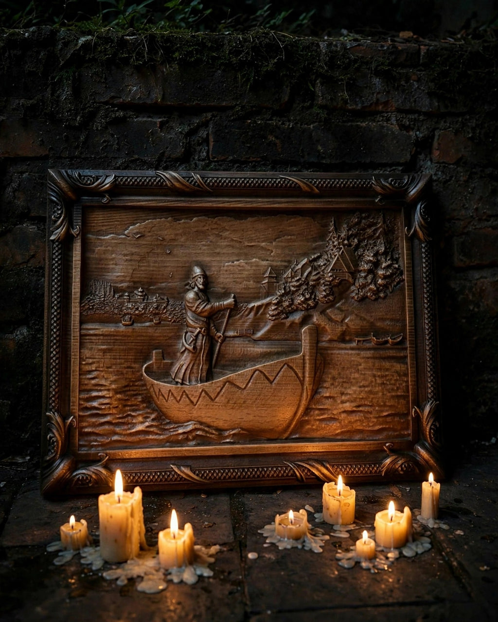 Rus Wooden Wall Panel — Hand-Carved Wood Art