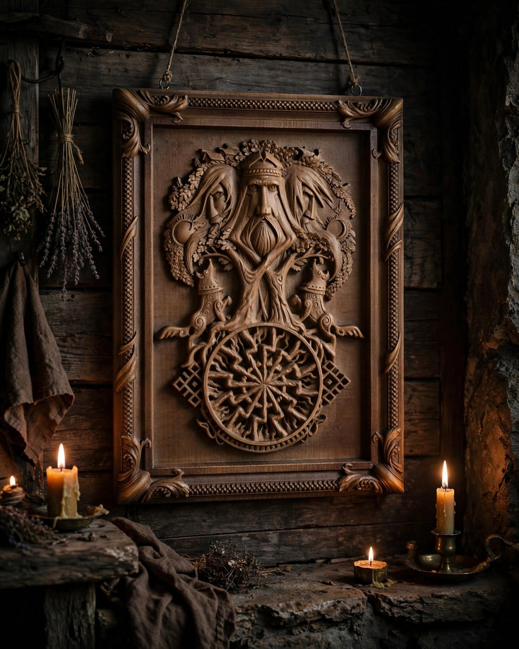 Tree of Ancestors Wooden Wall Panel — Hand-Carved Wood Art