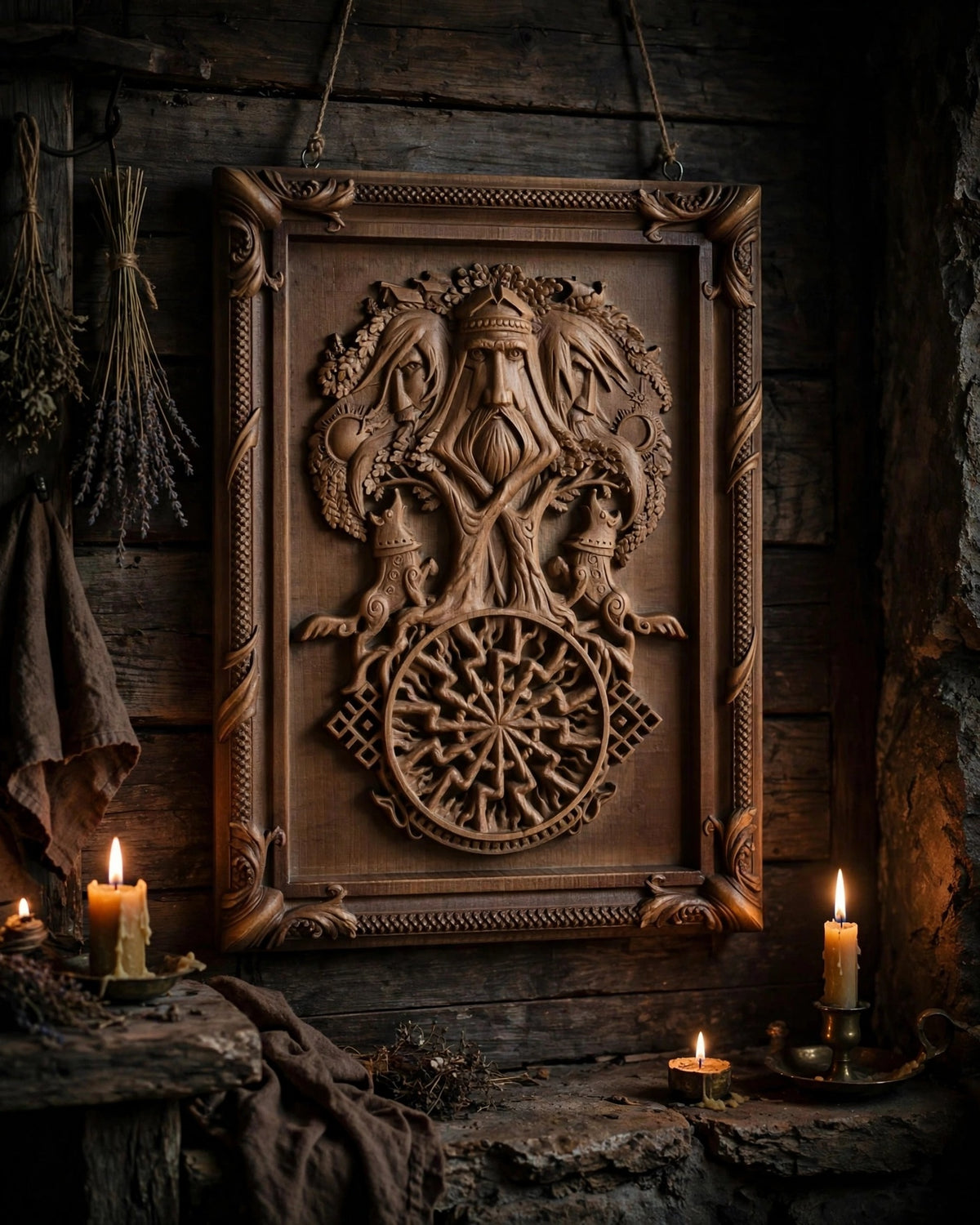 Tree of Ancestors Wooden Wall Panel — Hand-Carved Wood Art