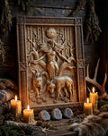 Goddess Mara / Morana Wooden Wall Panel — Hand-Carved Wood Art