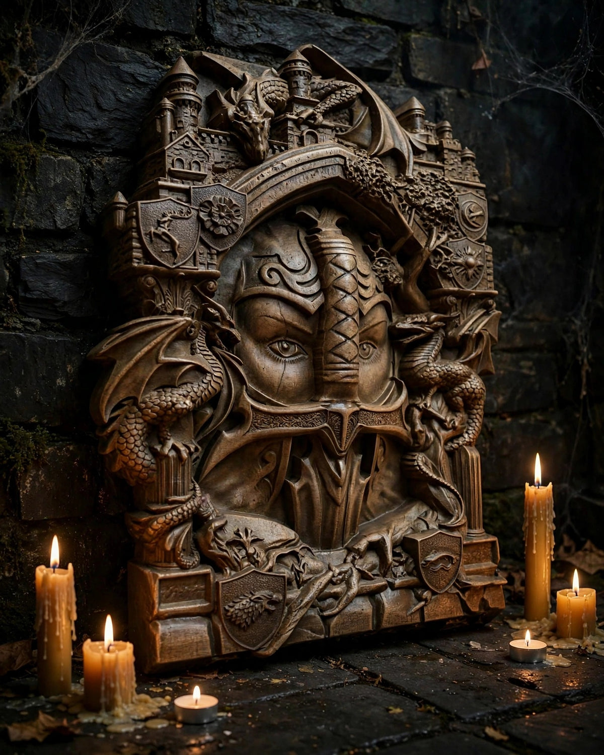 The Keepers (Guardians) Wooden Wall Panel — Hand-Carved Wood Art