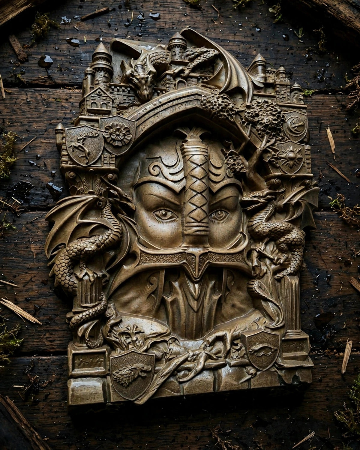 The Keepers (Guardians) Wooden Wall Panel — Hand-Carved Wood Art