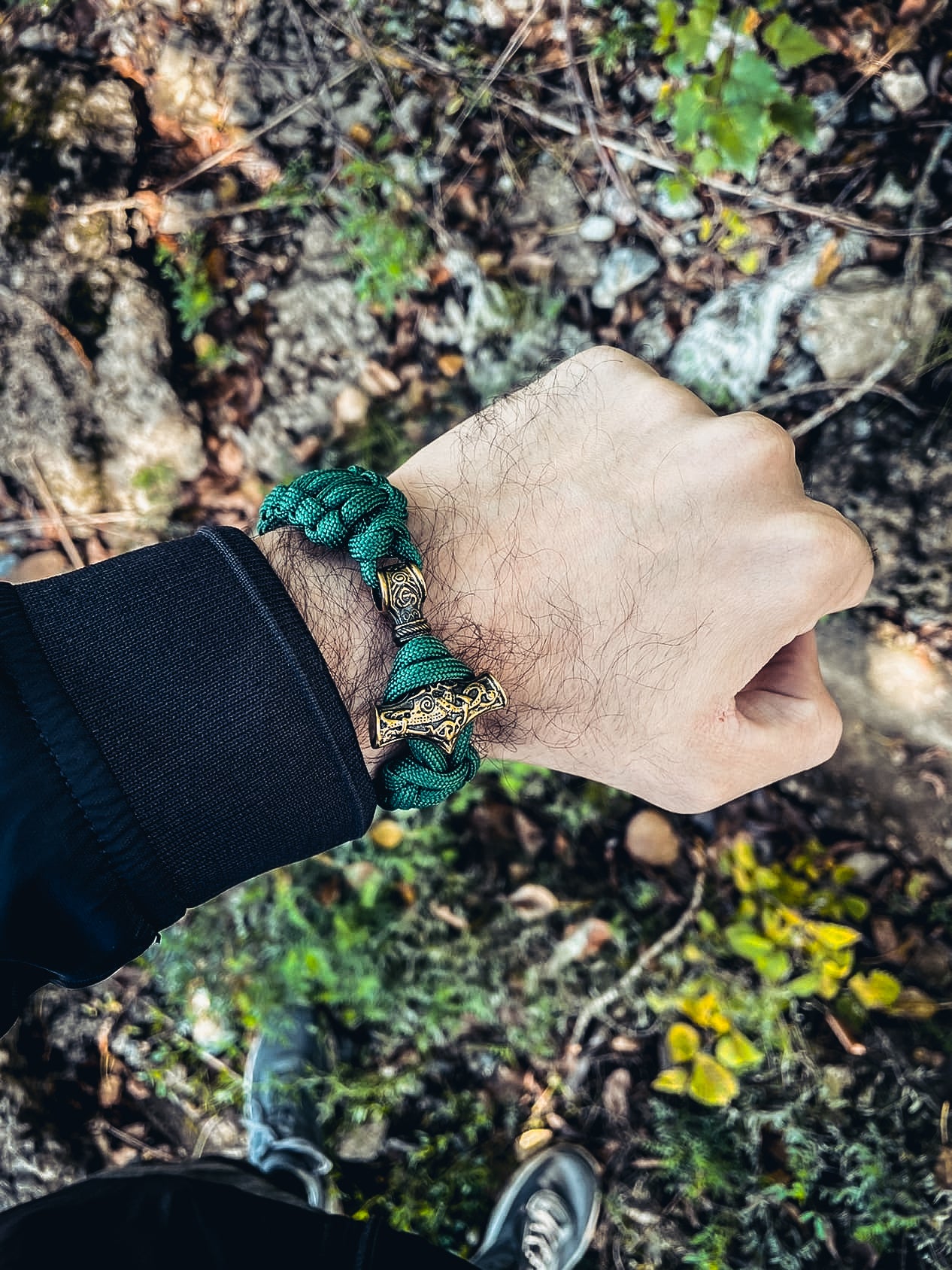 Thor's Hammer Mjolnir Bracelet, Paracord and Bronze