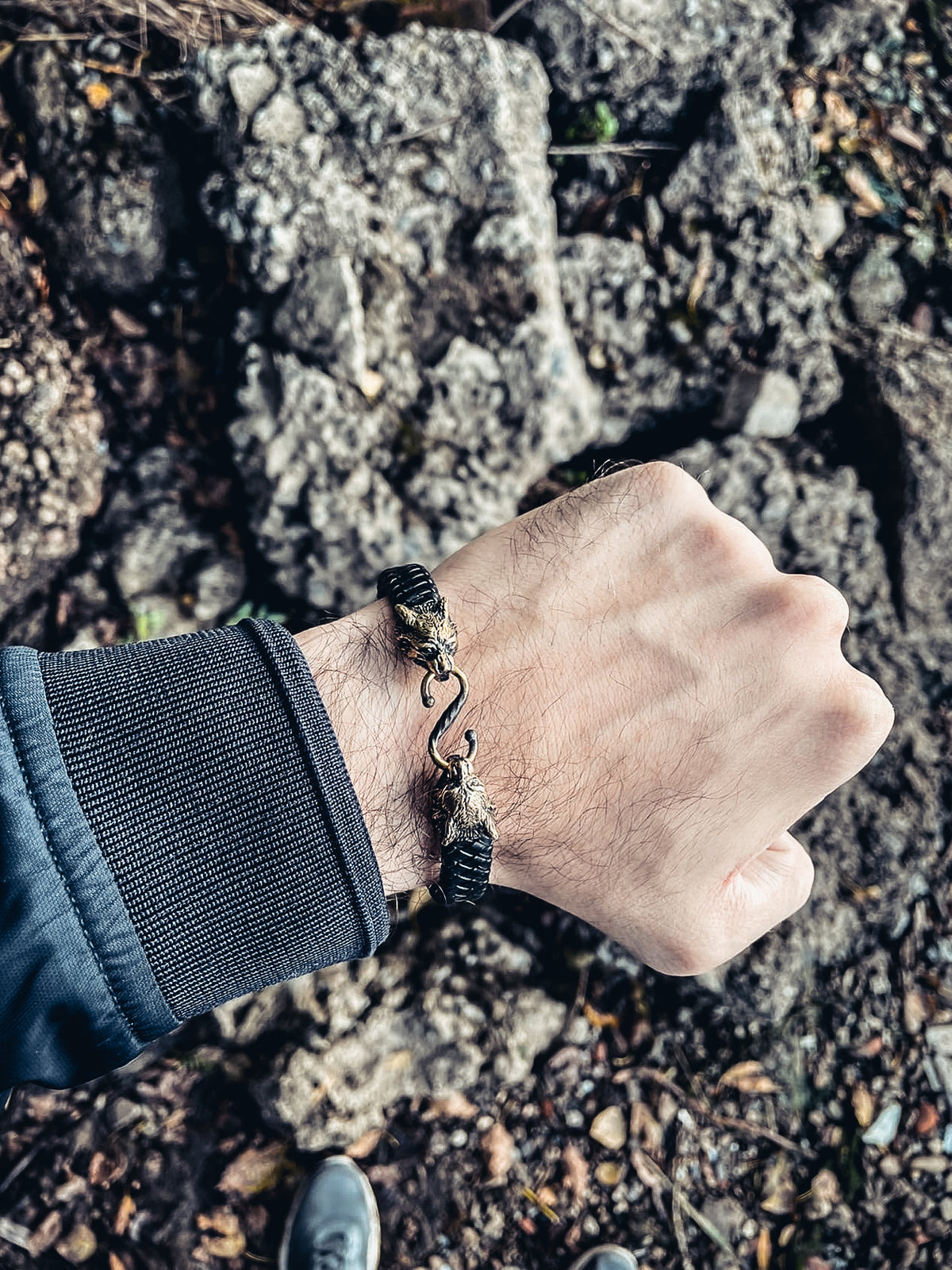 Lynxes Bracelet, Natural Leather and Bronze