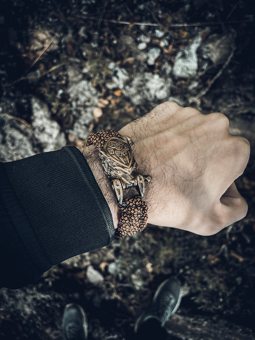 Lynx Bracelet, Paracord and Bronze