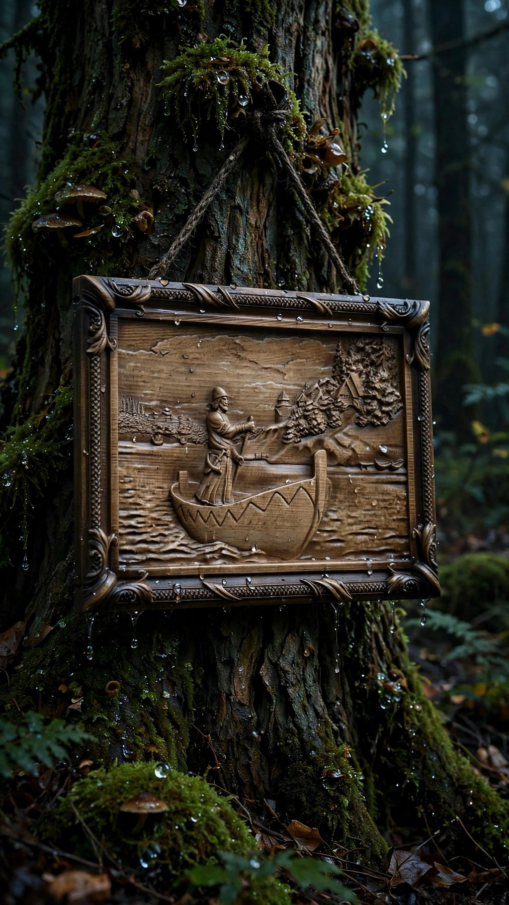 Rus Wooden Wall Panel — Hand-Carved Wood Art