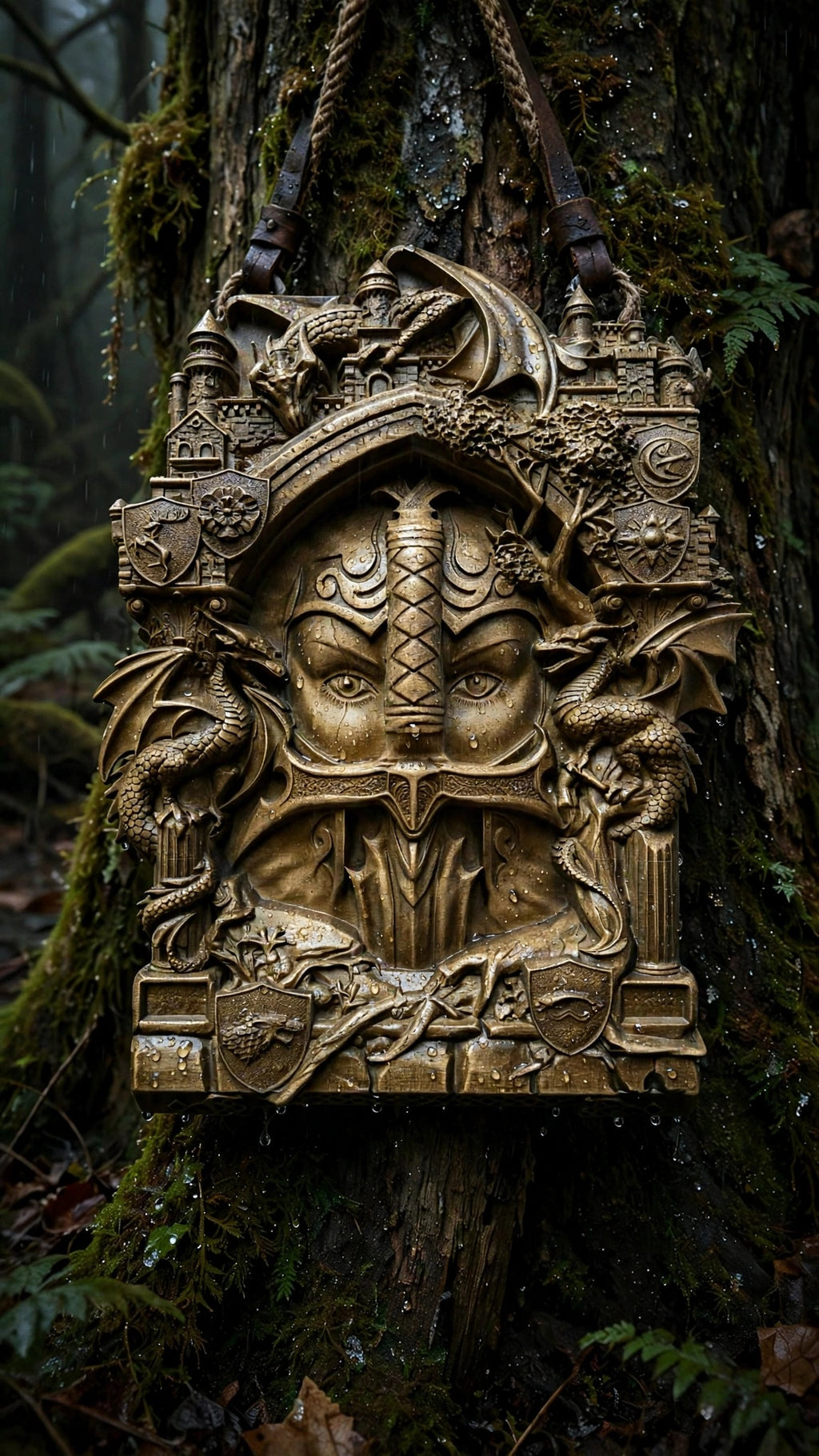 The Keepers (Guardians) Wooden Wall Panel — Hand-Carved Wood Art