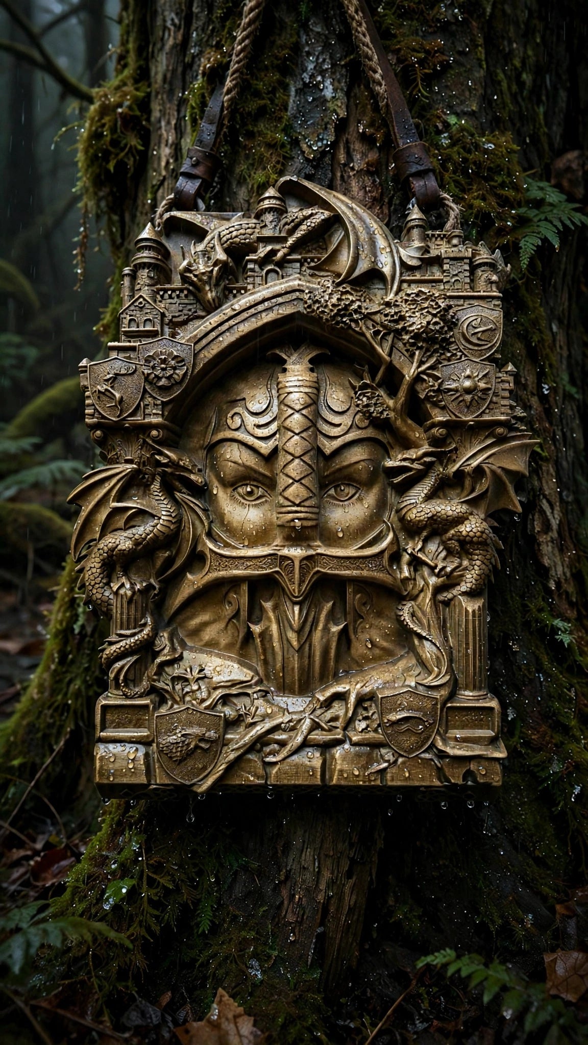 The Keepers (Guardians) Wooden Wall Panel — Hand-Carved Wood Art