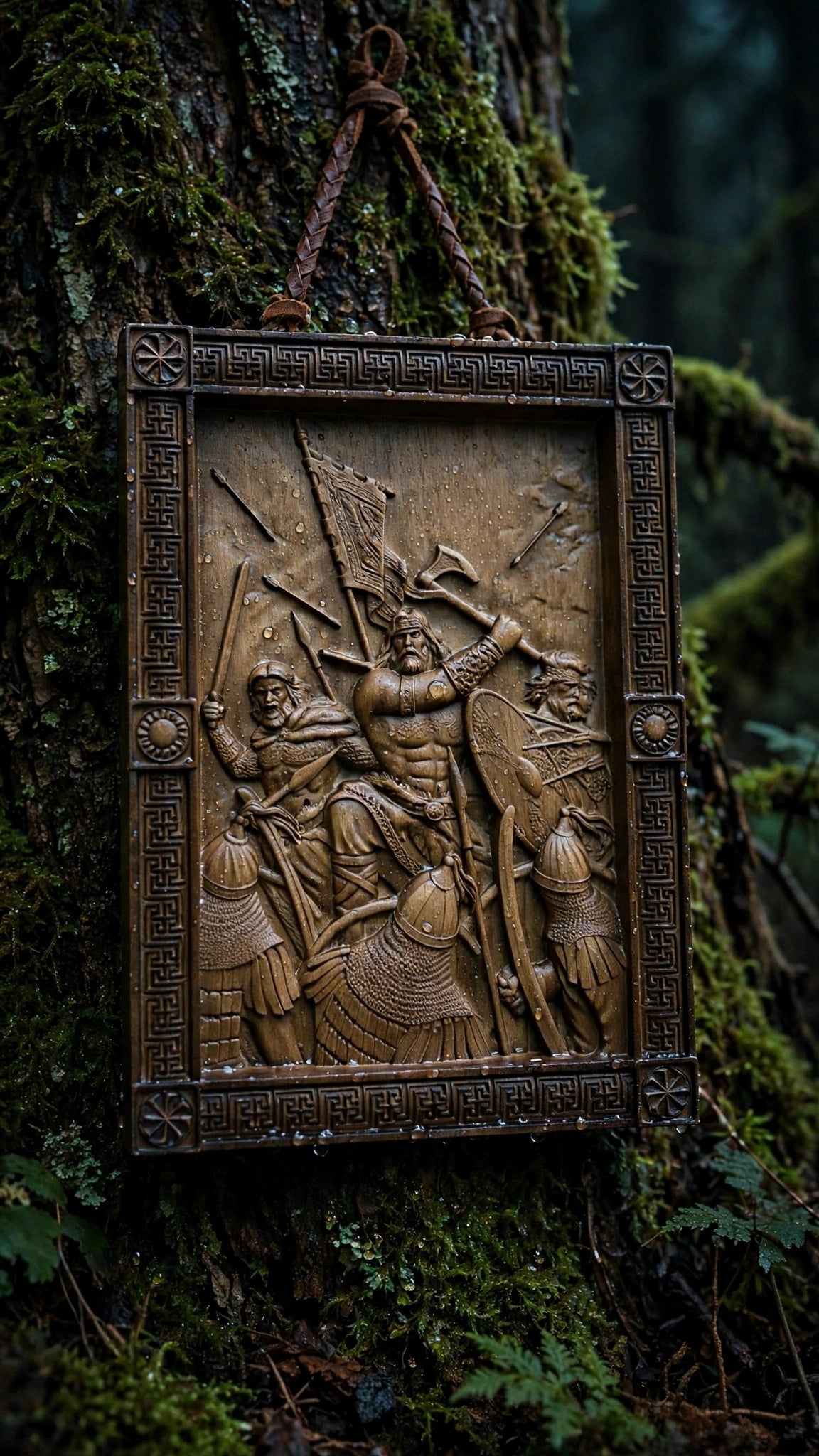Druzhina (Warrior Retinue) Wooden Wall Panel — Hand-Carved Wood Art