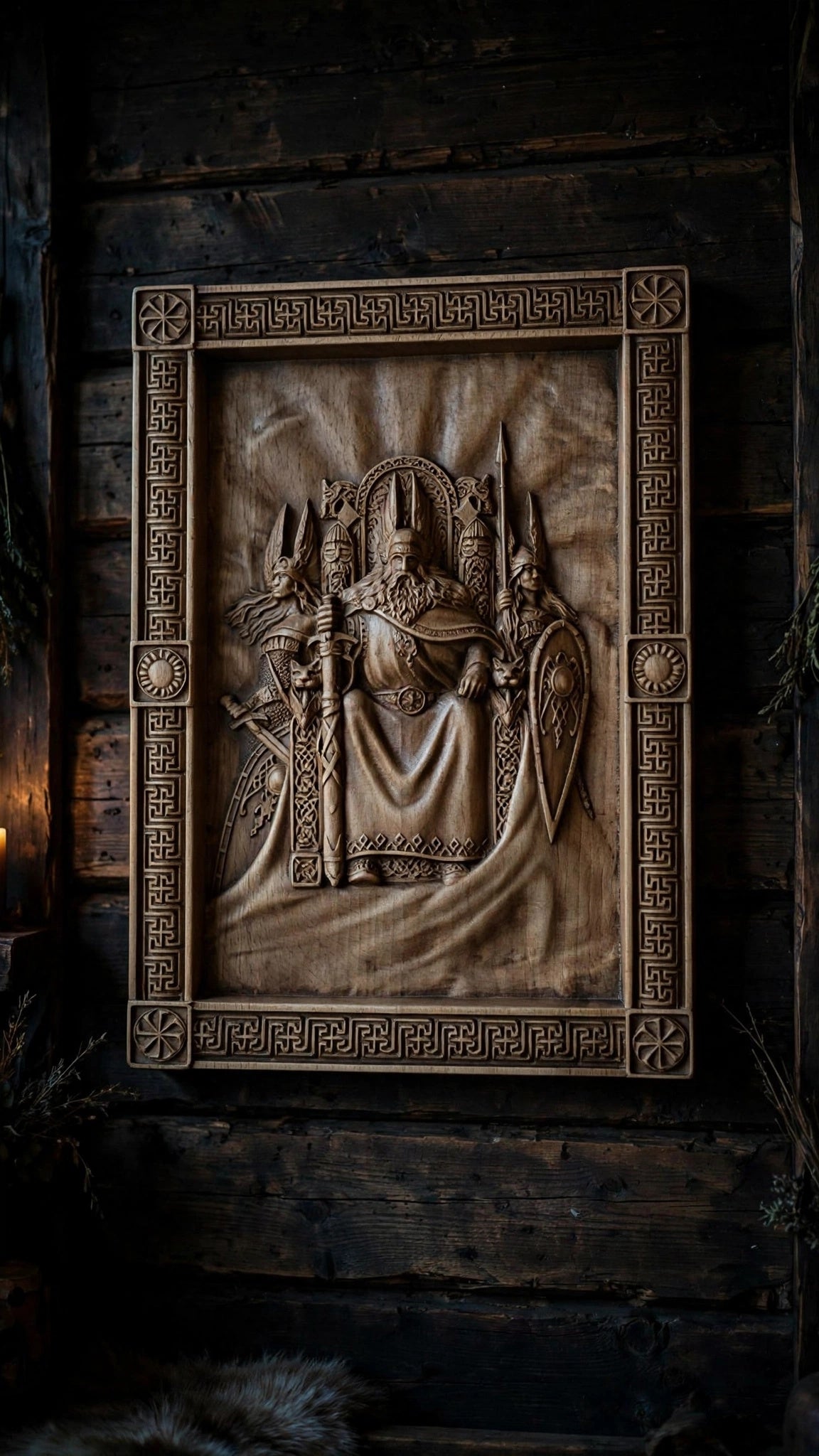 God Rod Wooden Wall Panel — Hand-Carved Wood Art