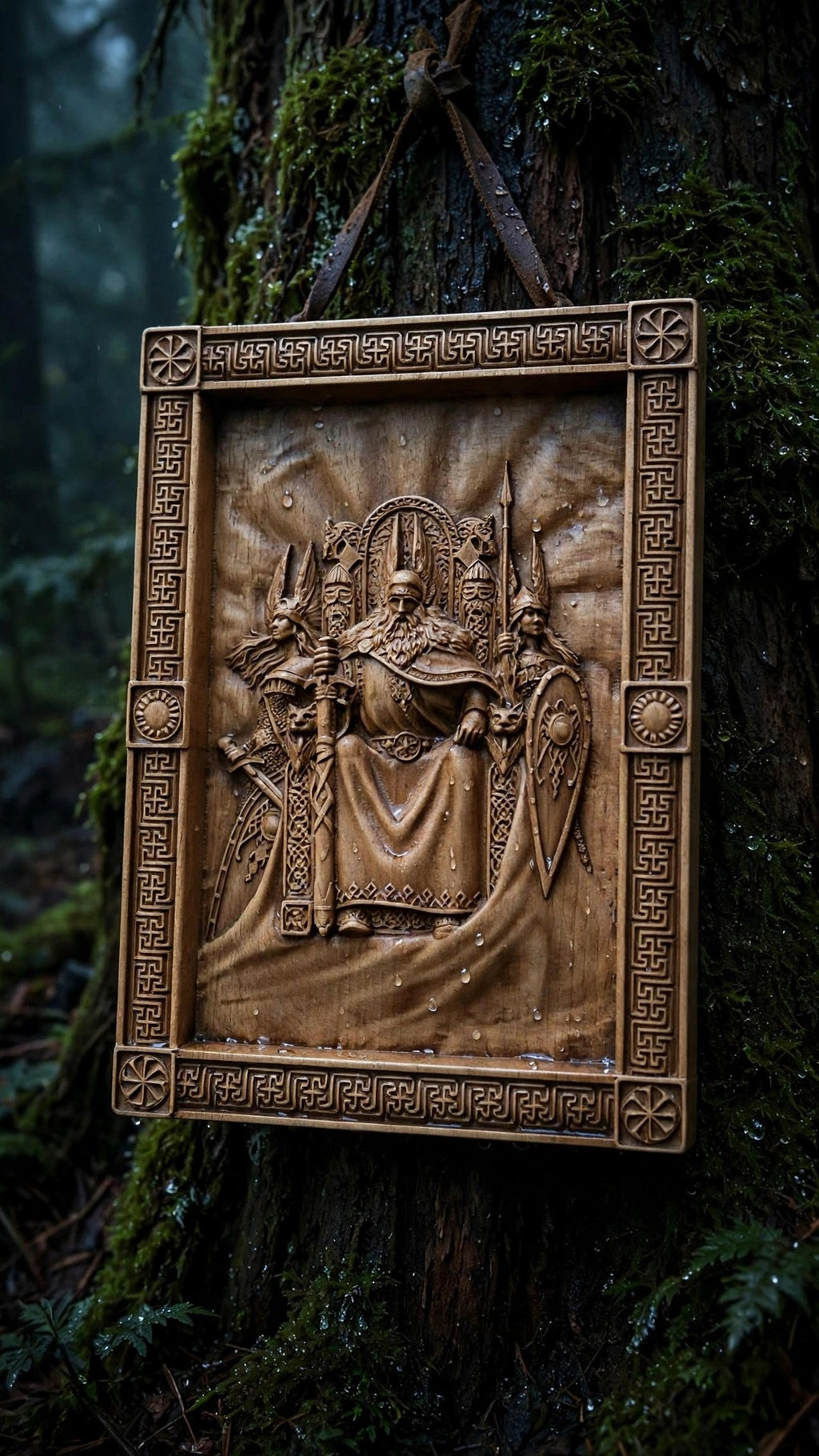 God Rod Wooden Wall Panel — Hand-Carved Wood Art