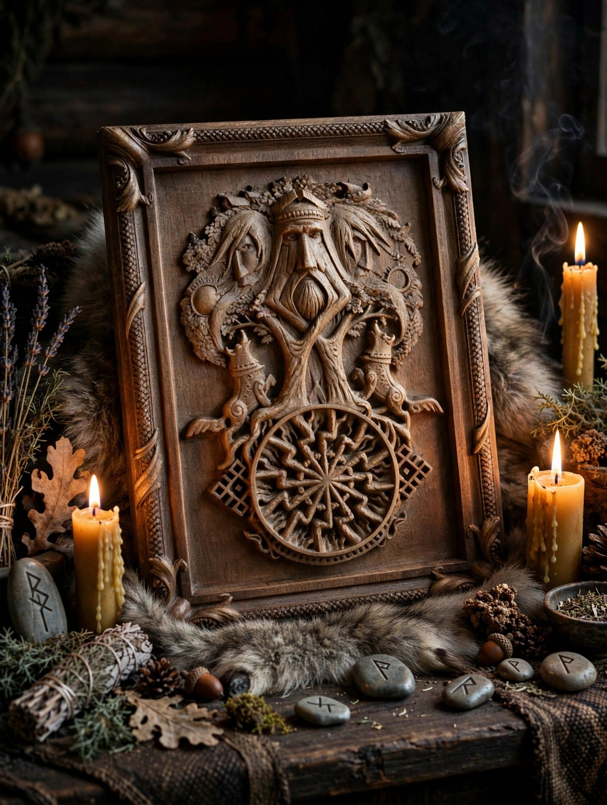 Tree of Ancestors Wooden Wall Panel — Hand-Carved Wood Art
