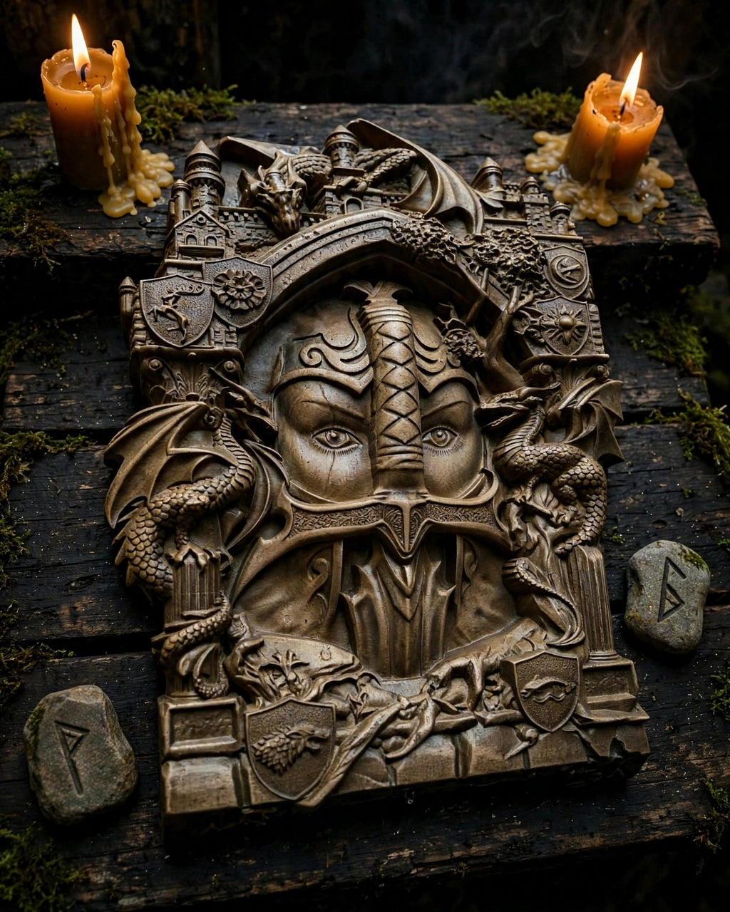 The Keepers (Guardians) Wooden Wall Panel — Hand-Carved Wood Art