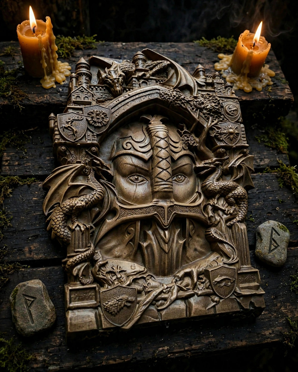 The Keepers (Guardians) Wooden Wall Panel — Hand-Carved Wood Art