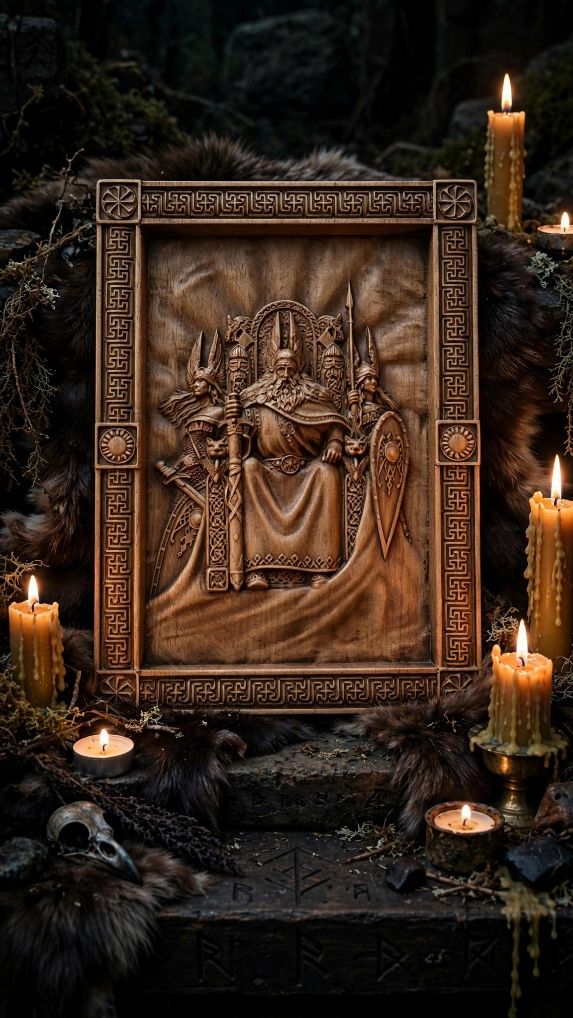 God Rod Wooden Wall Panel — Hand-Carved Wood Art