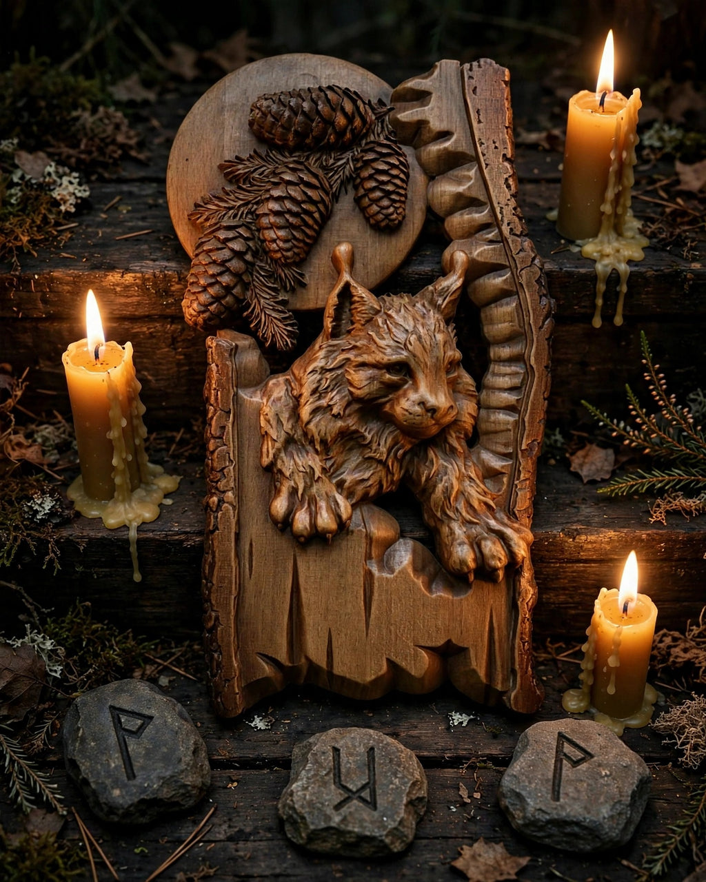 Lynx Wooden Wall Panel — Hand-Carved Wood Art