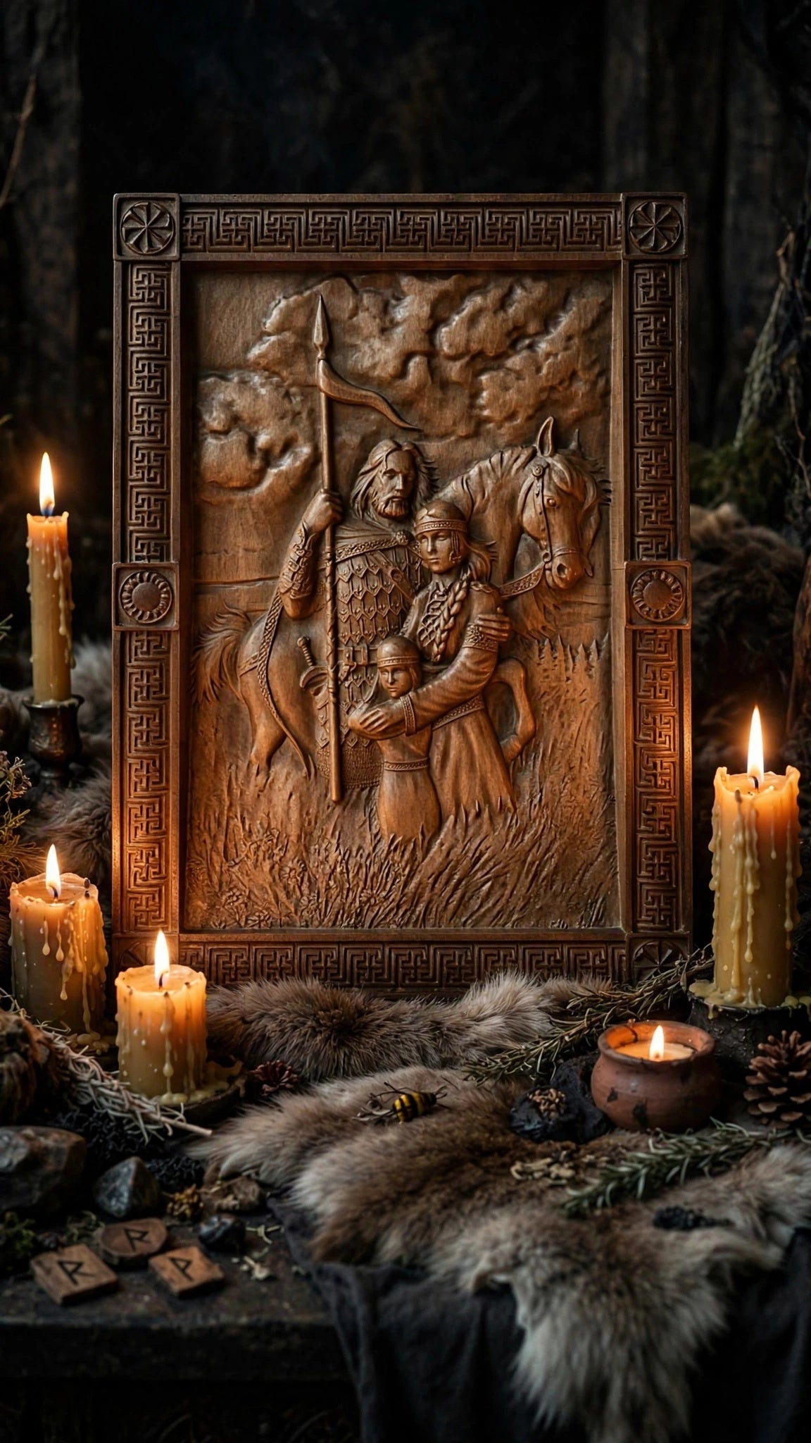 Rus Native (Rus Iskonnaya) Wooden Wall Panel — Hand-Carved Wood Art