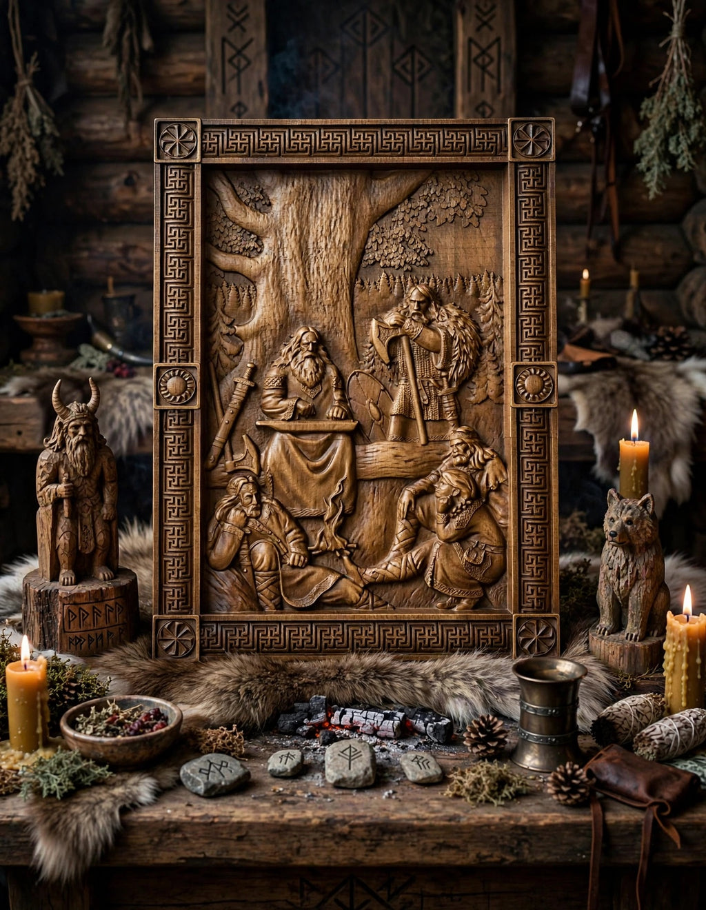 Song of Boyan Wooden Wall Panel — Hand-Carved Wood Art