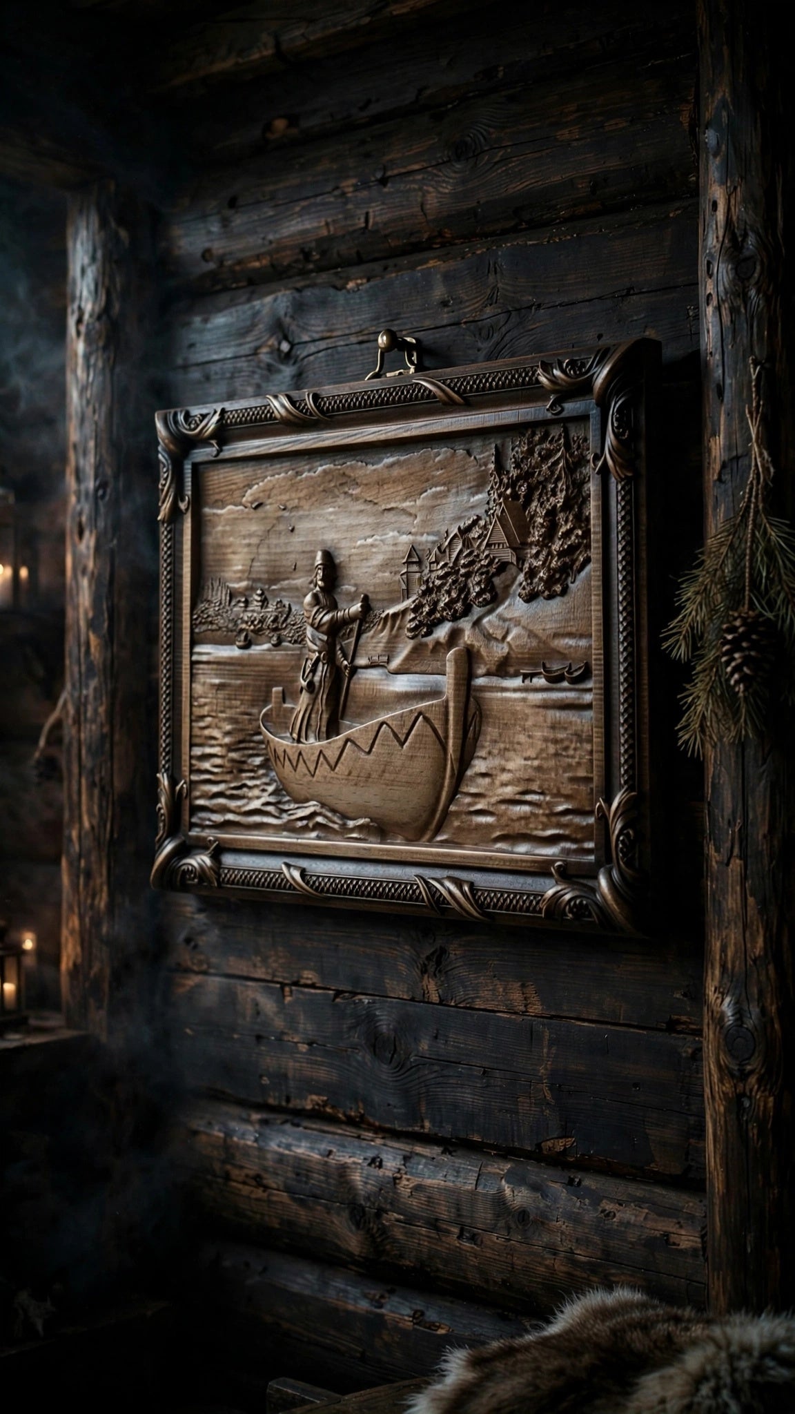 Rus Wooden Wall Panel — Hand-Carved Wood Art