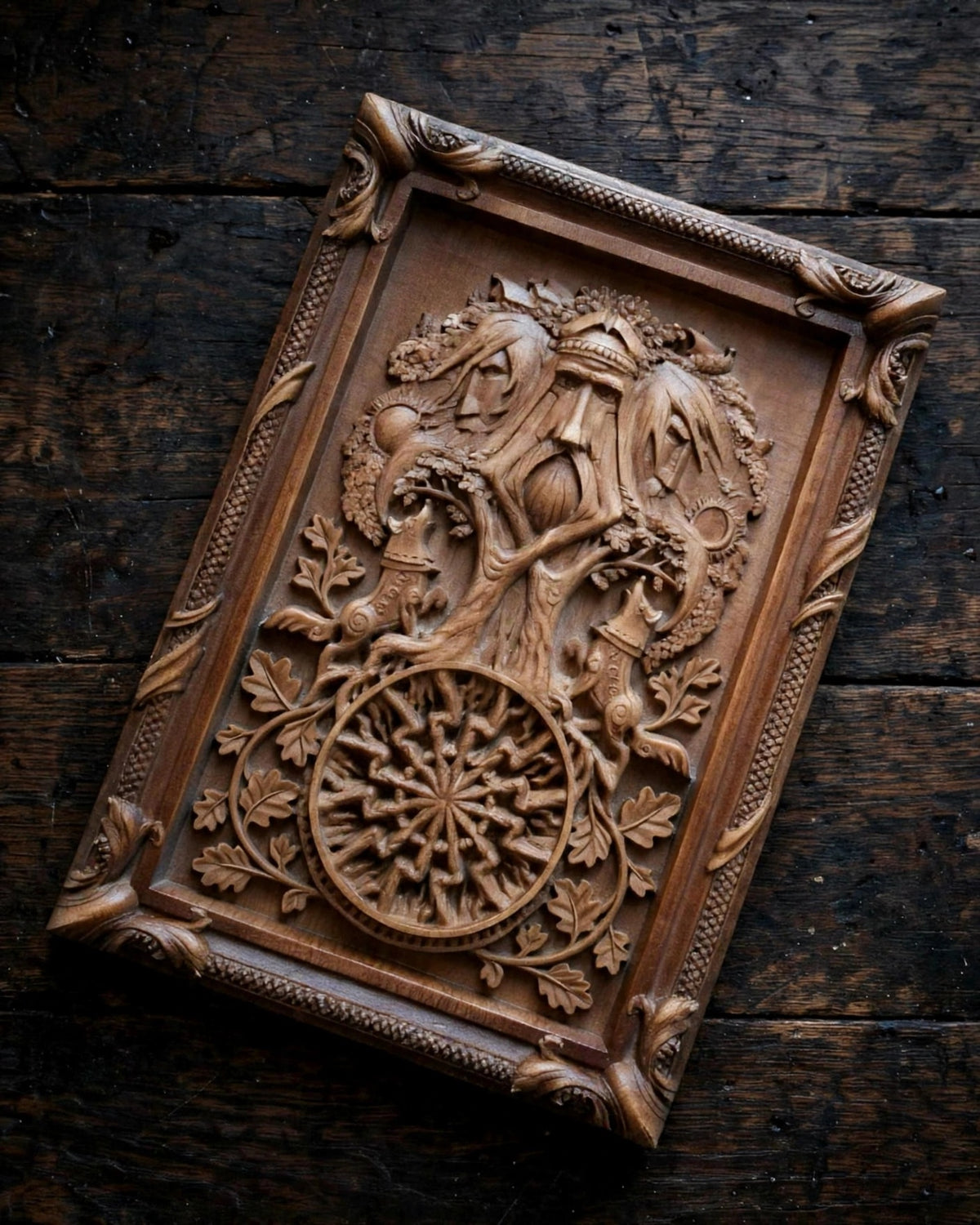 Tree of Ancestors Wooden Wall Panel — Hand-Carved Wood Art
