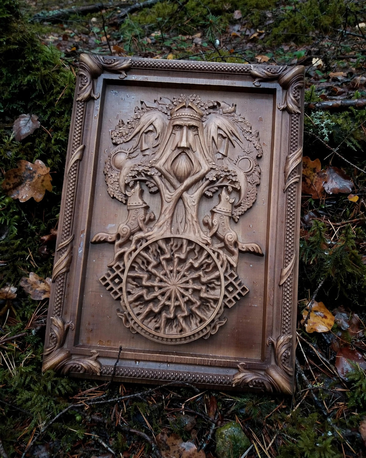 Tree of Ancestors Wooden Wall Panel — Hand-Carved Wood Art