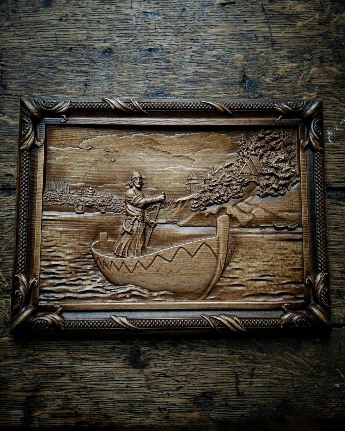 Rus Wooden Wall Panel — Hand-Carved Wood Art
